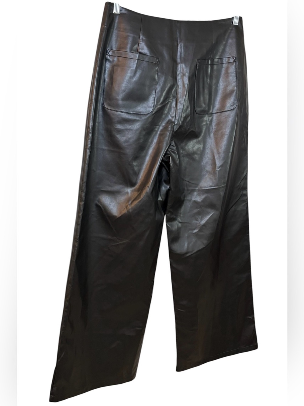 Commense Vegan Faux Leather High-Waisted Wide Leg Pants Size XL Femme Fatale - Picture 5 of 11